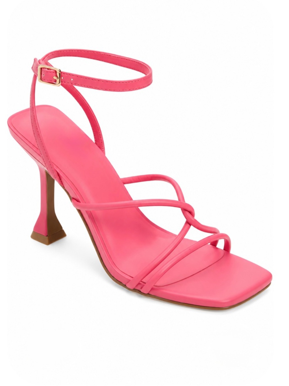 Open Edit Strappy Pink Ankle‑Buckle Heels - Size 8.5